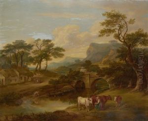 Rustics By An Overshot Mill (+ Milkmaid By A Stream; Pair)