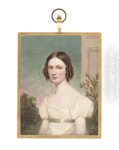 Lady John Chichester In Lace-bordered White Dress