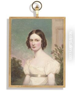 Lady John Chichester, In Lace-bordered White Dress With Short Puffed Sleeves