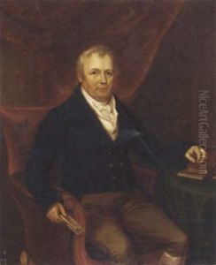 Portrait Of A Gentleman In A Blue Jacket, Seated At A Table And Holding A Note In His Right Hand