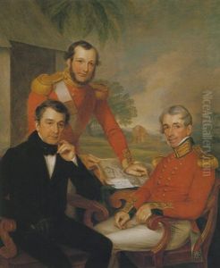 Portrait Of Colonel Sir James Jackson, Major Georger Lee, And Major General Brice Wakeford Lee, Wearing Uniform by James Leakey