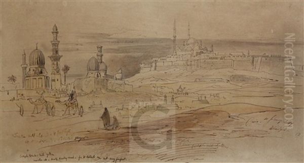 Cairo, 10th January 1869 Preparatory Sketch With Inscriptions & Colour Notes - view 1
