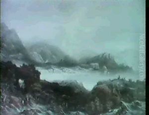 A Rocky Coastal Scene On The Adriatic by Edward Lear