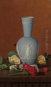 Still Life With Nautilus And Ewer Still Life With Vase And Flowers (a Pair) by Edward Chalmers Leavitt