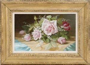Still Life Of Roses And Lily Of The Valley by Edward Chalmers Leavitt