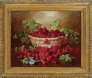 Still Life Of A Basket Of Raspberries by Edward Chalmers Leavitt
