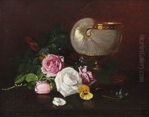 Still Life Of Flowers And A Decorative Shell Still Life Of Flowers And A Decorative Shell