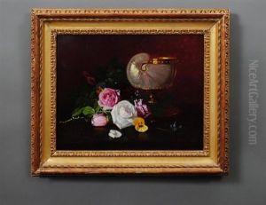 Still Life With Roses And Shell Vase by Edward Chalmers Leavitt