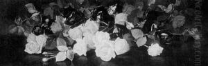 Still Life With Red, Yellow And White Roses