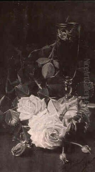 Still Life With Pink Roses And Goblet - view 1