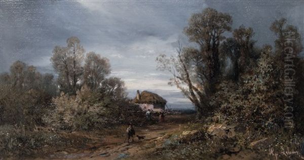 Promeneurs Sur La Route De Franchard A Barbizon - view 1