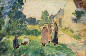 Enfants Dans Un Paysage Pres De Pierrefonds
