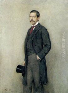 Portrat Kreisvorsteher Dr. Heinrich Freiherr Von Ferstel by Eduard Lebiedzki