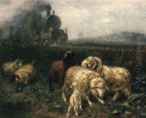 Schafherde, Von Einem Eisenbahnzug Aufgescheucht by Max Ludwig Lebling