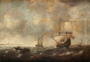 Coastal Picture With Ship by Jacob Adriaensz. Bellevois