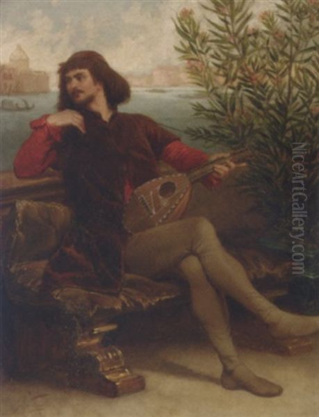 A Venetian Musician Looking Out Over A Balcony - view 1