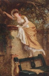 A Maid With A Branch Of Blossom