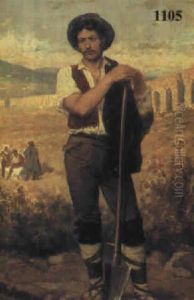 Arbeiter In Sud-italienischer Landschaft by Louis J. Lebrun