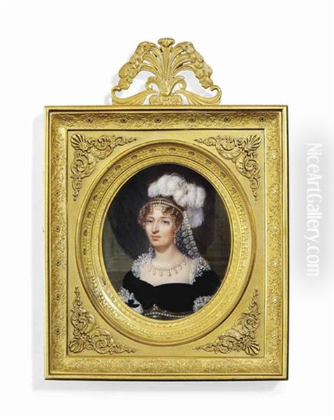 Marie Therese Charlotte Of France (1778-1851), Duchesse D'angouleme, In White Lace-bordered Dark Green Dress, Pearl-set Waistband, Wearing Pearl Necklace - view 1