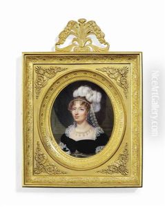 Marie Therese Charlotte Of France (1778-1851), Duchesse D'angouleme, In White Lace-bordered Dark Green Dress, Pearl-set Waistband, Wearing Pearl Necklace by Ambroise Charlemagne Victor Lechenetier