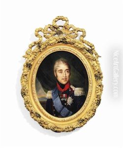 Charles X (1757-1836), King Of France, In Red-piped Blue Uniform With Red Collar, Silver Epaulettes