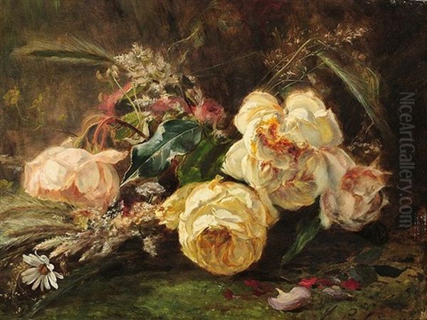 Jetee De Roses Blanches Et De Fleurs Des Champs - view 1