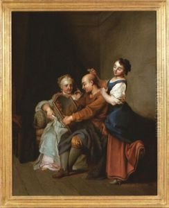 L'homme Entre Deux Ages Et Ses Deux Maitresses by Sebastien Leclerc the Younger
