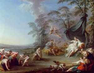 Diana And Her Nymphs With A Captured Satyr by Sebastien Leclerc (Leclerc Des Gobelins)