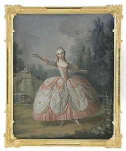 Dansande Flicka I Parklandskap by Charles Leclercq