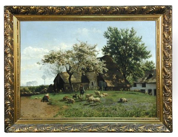 Pastoral Scene With A Shepherd And His Flock - view 1