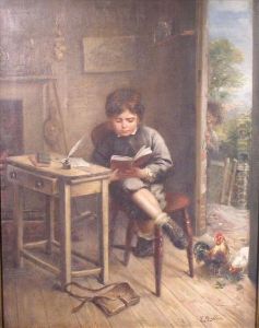Boy Reading Atdesk by Enrico Belli