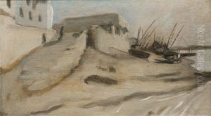 Bateaux Sur La Plage, Egypte by Jean Jules Antoine Lecomte du Nouy