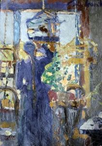 Interior With Asian Woman And Birdcages