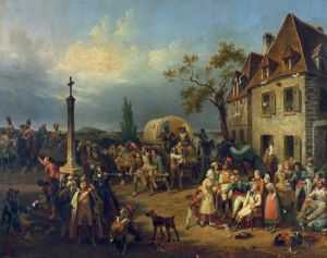 Napoleonische Soldaten In Einem Feldlazarett Bei Einem Gasthaus