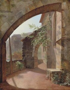 A View Along The Italian Coastline by Hippolyte Lecomte