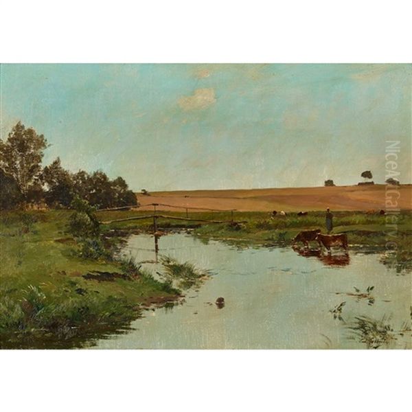 Landschaft Mit Brucke Und Kuhen - view 1