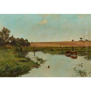 Landschaft Mit Brucke Und Kuhen Landschaft Mit Brucke Und Kuhen