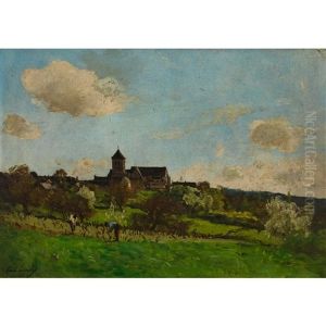 Landschaft Mit Dorf by Paul Lecomte