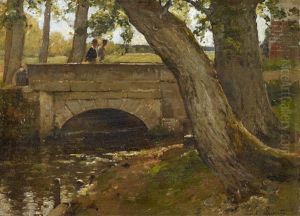 Bachlauf Mit Steinerner Brucke by Paul Lecomte