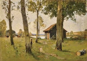 Antique Oil Painting By Paul Lecomte by Paul Lecomte