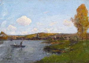 Pecheurs Sur La Riviere by Paul Lecomte