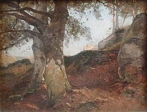 En Foret De Fontainebleau by Paul Lecomte