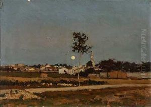 Stadtansicht Bei Vollmond by Paul Lecomte