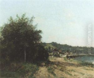 Uferlandschaft Mit Reiter Und Fischern Uferlandschaft Mit Reiter Und Fischern