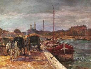 Am Ufer Der Seine In Paris by Paul Lecomte
