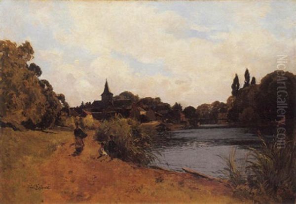 A Family By A River Landscape - view 1