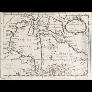Carte De La Baye De Hudson Pour Servir A L""""historie Generale Desvoyages by Jacques-Nicolas Bellin