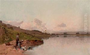 Washing Day By The Lakeside by Paul Emile Lecomte