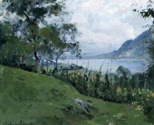 Temps Gris Sur Le Lac by Paul Emile Lecomte