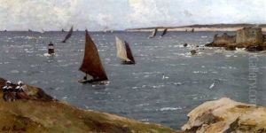 Sailing Boats At Concarneau by Paul Emile Lecomte